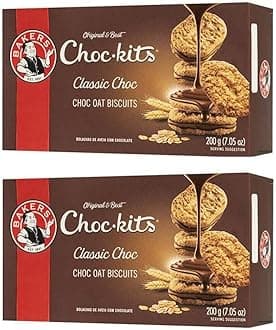 Baker's Choc-kits Crunchy Oat Biscuits/Cookie | Chocolate | Pack of 2 | 32-40 Cookies a Box | Kosher | Halal | Real Chocolate | Finest Ingredients | 32oz | Imported from South Africa|