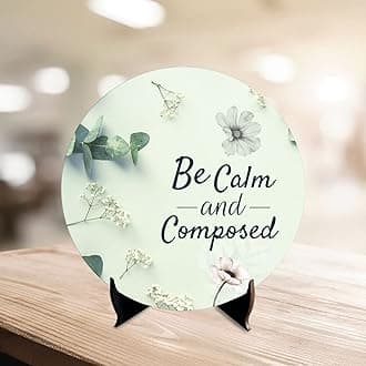Artvibes Showpiece for Home and Office Decor | Wooden Stylish Quotes Be Calm Composed for Table | Desk | Livingroom | Modern Art Design | Motivational Show Piece Printed (SP_1212)