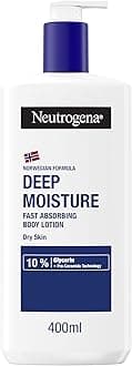 Neutrogena Norwegian Formula Deep Moisture Fast-Absorbing Body Lotion 400ml, Non-Greasy Body Moisturiser for Dry Skin with 10% Glycerine and Pro-Ceramide Technology, Provides 72-Hour Moisturisation