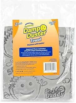 Damp Duster Towel - Durable Sponge-Like Dust Cleaner for Multisurface Dusting, Picking Up Pet Hair, Dirt & Grime of All Kinds - Reusable, Soft, Flexible, Absorbent Cleaning Supplies (2ct)