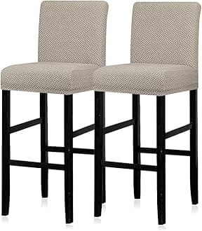 Lellen Bar Stool Covers Set of 2,Stretch Washable Barstool Seat Covers Removable Bar Chair Covers with Backs,Counter Height Bar Stool Chair Covers for Kitchen Dining Room Cafe