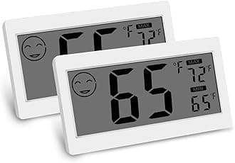 SmarTream Digital Thermometer Indoor Hygrometer Room Temperature Monitor Humidity Gauge with Big Screen Stand Wall Hanging Magnet Greenhouse House Kitchen Car (2 Pack)