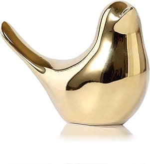 Small Birds Statues Gold Home Decor Modern Style Figurine Decorative Ornaments for Living Room, Bedroom, Office Desktop, Cabinets