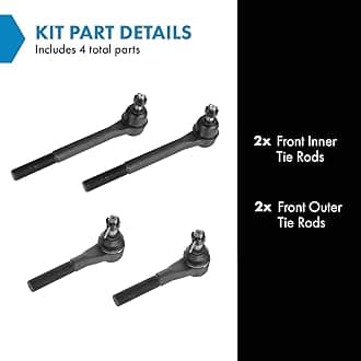 TRQ Front Inner and Outer Tie Rod Set 4 Piece Compatible with 2000-2001 Dodge Ram 1500 00-02 Ram 2500 00-02 Ram 3500