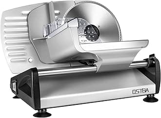 OSTBA Meat Slicer Electric Deli Food Slicer with Child Lock Protection, Removable 7.5’’ Stainless Steel Blade and Food Carriage, Adjustable Thickness Food Slicer Machine for Meat, Cheese, Bread(150W)