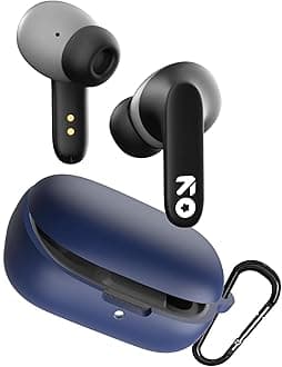 Sounce Earphone Case Cover Compatible for Boult Audio Z20, Soft Silicone Skin Case Cover Shock-Absorbing Protective Case with Keychain [Front LED Visible] - Blue