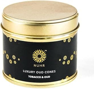 – NUHR HOME Incense Cones Tobacco & Oud Luxury / 20 Strong Scented Cones/Bakhoor alternative/Lasting Fragrance Aroma Natural Authentic Agarwood for Aromatherapy, Meditation & Stress Relief Refreshing