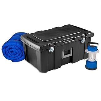Sterilite 3 Pack Wheeled Footlocker, Lockable Plastic Utility Storage Container, Black