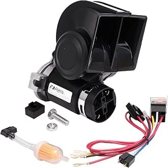 FARBIN Train Horn for Truck 12v 150db Loud Car Horn Snail Air Horn with Air Pump for truck car boat van lorry SUV RV motorcycle off road