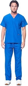 Dagacci Medical Uniform Men's Scrub Set, Royal, S