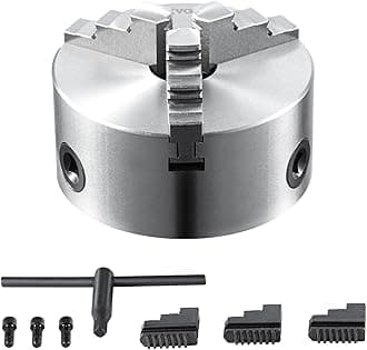 VEVOR 3-Jaw Lathe Chuck, 4'', Self-Centering, 0.08-4 in/2-100 mm Clamping Range, T-Key Fixing Screws, Reversible Jaws, for Lathe, Milling, Drilling Machine