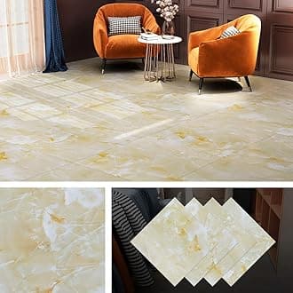 Livelynine Peel and Stick Floor Tile 12X12 Inch Marble Look Peel and Stick Tiles for Floor Waterproof Self Adhesive Vinyl Flooring Tile for Kitchen Bedroom Bathroom Flooring Tile Stickers, 4 Pack