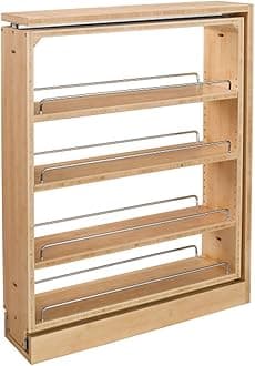 Rev-A-ShelfPull Out Shelf Organizer for Base Kitchen or Bathroom Cabinets, Wood Filler Pantry Storage or Spice Rack, Maple, 6" x 23" x 30", 432-BF-6C