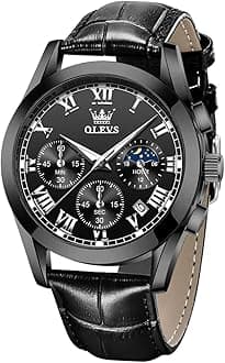 OLEVSWatches for Men Brown Leather Gold Case Analog Quartz Fashion Business Dress Watch Day Date Luminous Waterproof Casual Male Wrist Watches