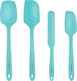 4-Piece Aqua Baking Spatula Set - Holiday Baking Essentials, Rubber Spatulas Silicone Heat Resistant, BPA-Free - Spatula Set for Nonstick Cookware - Silicone Baking Utensils