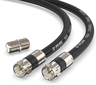 - G-PLUG 75FT RG6 Coaxial Cable Connectors Set - High-Speed Internet, Broadband and Digital TV Aerial, Satellite Sky Cable Extension- Weather-Sealed Double Rubber O-Ring and Compression Connectors Black