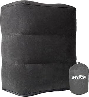 Inflatable Travel Foot Rest Pillow, Adjustable Height Leg Rest Pillow for Cars, Home, Office, Trains, Airplane, Make a Flat Bed for Baby, Kids, Toddlers, Grey, 1 Pack