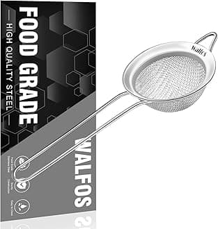Walfos Mini Fine Mesh Tea Strainer, Stainless Steel Small Sifter with Sturdy Handle, 2.8 Inch Kitchen Metal Sieve for Tea, Coffee, Cocktail, Juice, Sugar and Spices