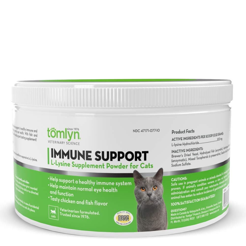 Immune Support Daily L-Lysine Supplement, Fish-Flavored Lysine Powder for Cats and Kittens, 3.5oz