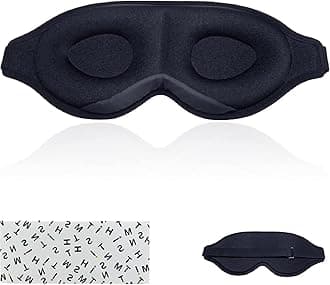 Sleep Eye Mask for Men Women, 3D Contoured Cup Sleeping Mask & Blindfold, Concave Molded Night Sleep Mask, Block Out Light, Soft Comfort Eye Shade Cover for Travel Yoga Nap, Black
