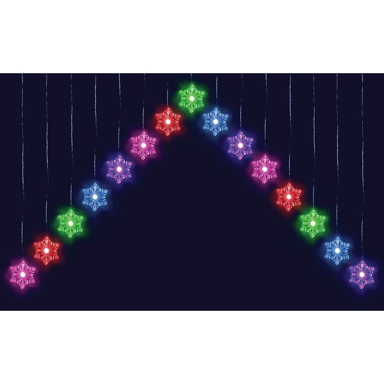 Sentik 15 Colour Changing LED Snowflake Curtain Lights