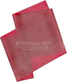 THERABAND Professional Latex Resistance Bands, Individual 6 Ft Elastic Band for Upper & Lower Body Exercise, Physical Therapy, Pilates, At-Home Workouts, 6 Foot Band, Red, Medium, Level 3
