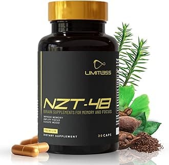 NZT-48 Brain Booster | Nootropic Brain Supplements for Memory and Focus | Premium Natural Energy Supplement with Caffeine, Phosphatidylserine, Vitamins B6 & B12, Ashwagandha | 60 Servings