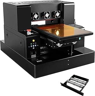 A3 XP600 UV Printer, High Precision 5760 * 1440dpi UV Flatbed Printer with Bottle Holder, UV DTF Printers Machine for Acrylic Metal Leather Bottles Phone Cases (A3)