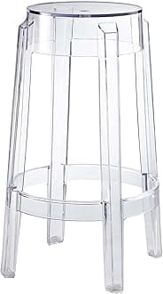 Casper Modern Acrylic Counter Bar Stool in Clear - Fully Assembled
