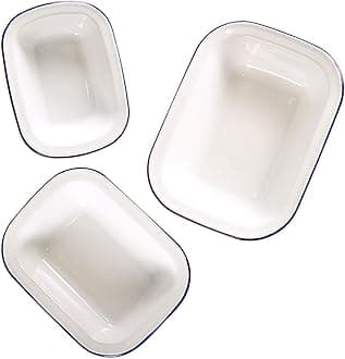 Webake Enamelware Roasting Pan 3 Pack Enameled Steel Oblong Pie Pan Pie Dish ...