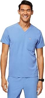 Leon Scrub Top for Men – 3 Pockets, Tailored Fit, Modern V-Neck, 4-Way Stretch, Moisture-Wicking