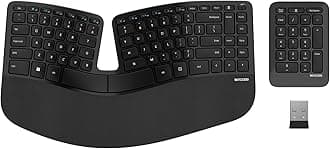 Sculpt Ergonomic Keyboard – Designed by Microsoft – Split Keyset Design, Palm Rest, Contoured Layout, One-Touch Windows Button, AES 128-Bit Encryption, Includes Separate Number Pad – Black