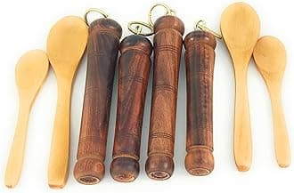 Replacement Wooden Handle for Copper Coffee Pot, Teapots, Cezve, Jezve, Jazzve, Ibrik, Briki, Stovetop Coffee Maker and Multi-Purpose Mini Wooden Spoon (4 Handles + 4 Spoons)