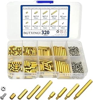XINGYHENG 320 Pcs M2 Brass Hex Spacer Standoff Screw Nut Assortment Kit with Stainless Steel Screw Nut Set