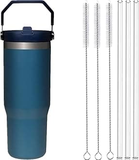 3Pcs Reusable Plastic Straws Fit for Stanley IceFlow 30oz Tumbler, Eco-friendly, Easy to Clean with Cleaning Brush (Pack of 3 Straws)