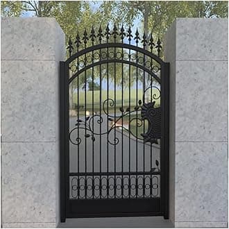 Ornamental Garden Gate Garden Mesh Gate Outdoor Fence Gate Villa Courtyard Door European Style Iron Gate For Patio Entrance Barrier Safety Privacy Border Backyard Wall (Color : Black, Size : 39.4"x3