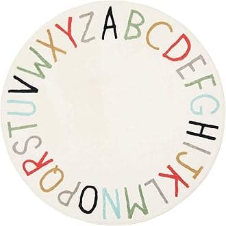 Topotdor Rainbow Round Kids Play Rug Alphabet Nursery Area Rug Extra Large Soft Crawling Play Mat for Children Toddlers Bedroom (71 inch, Multi Color)