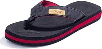 FITORY Men's Flip-Flops Arch Support Thongs Comfort Slippers for Beach Size 7-13