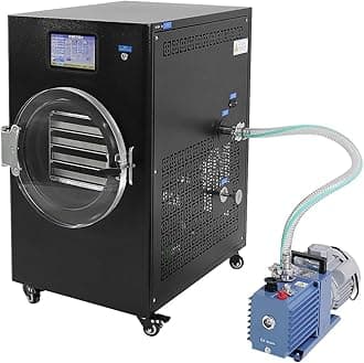 HNZXIB Benchtop Freeze Dryer, 4 Trays Freeze Drying Machine, Food Freeze Dryer for Fruits & Meat, Pet Food, with Rotary Vane Vacuum Pump for Home Hobbyist & Small Business