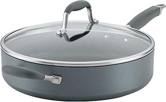Advanced Home Hard Anodized Nonstick Sauté Pan with Helper Handle and Lid, 5 Quart - Moonstone