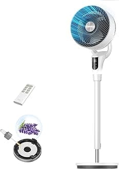 – DREO 20dB Silent Standing Fan for Bedroom, 42" Pedestal Fans with Remote, 90° Oscillating, 90° Manual Vertical Cooling Fan, 8 Speeds, Adjustable Height, 8H Timer, Child Lock, LED Display,[Upgraded]