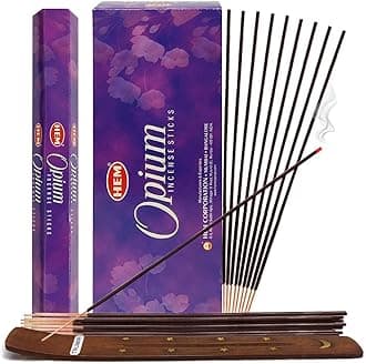 Opium Hem Incense Sticks & Holder Bundle: 121 Pieces (6 Packets of 20, 1 Set)