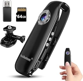 Meoilkolnm Mini Body Camera with Audio Video Recording 1080P 64GB Portable POV Motion Detection Video Recorder with Magnetic Pocket DV Portable for Cycling, Pets