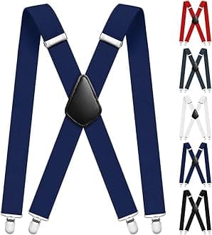 Mens Braces, Mens Suspenders with Strong Metal Clips, 3.5cm Wide Heavy Duty Suspenders, Adjustable Elastic Suspenders Trousers Braces, One Size for Men Women Business Wedding Casual