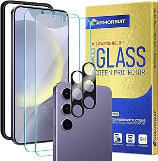 ArmorSuit 2+2 Pack for Samsung Galaxy S24 Plus 6.7" Tempered Glass Screen Protector + Lens Protector Case Friendly 9H MilitaryShield (w/Alignment Tool)