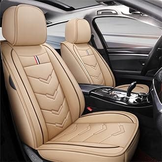 Car Seat Covers 5 Seat Leather Fits for Renault Kadjar Bose VK-Spec 2015-2019 Vehicle Seat Cover Full Set Cushion Front Rear Seat Protectors (Beige)