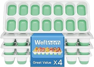 Ice Cube Tray, Ice Cube Trays for Freezer 4 Pack with Lids, Ice Tray Easy-Release, Ice Trays for Freezer Stackable, Silicone Ice Cube Tray for Drinks, Coffee - BPA-Free and Odor-Free