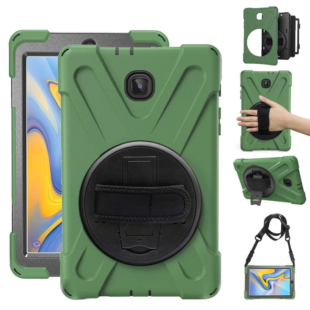Gzerma Case for Samsung Galaxy Tab A 8.0 SM-T387 Case 2018 Childproof with Stand, Strap and Shoulder Holder Rugged Hard PC Silicone Cover for Samsung Tab A 8.0 T387V Verizon 8 inch Tablet, Green 2