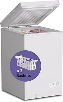Northair Chest Freezer - 3.5 Cu Ft with 2 Removable Baskets - Reach In Freezer Chest - Quiet Compact Freezer - 7 Temperature Settings - White
