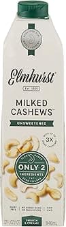 Elmhurst 1925 Unsweetened Cashew Drink – Vegan Cashew Drink with No Added Sugar – Smooth, Versatile & Natural – Perfect for Coffee, Smoothies, Cereal & More – 946 ml
